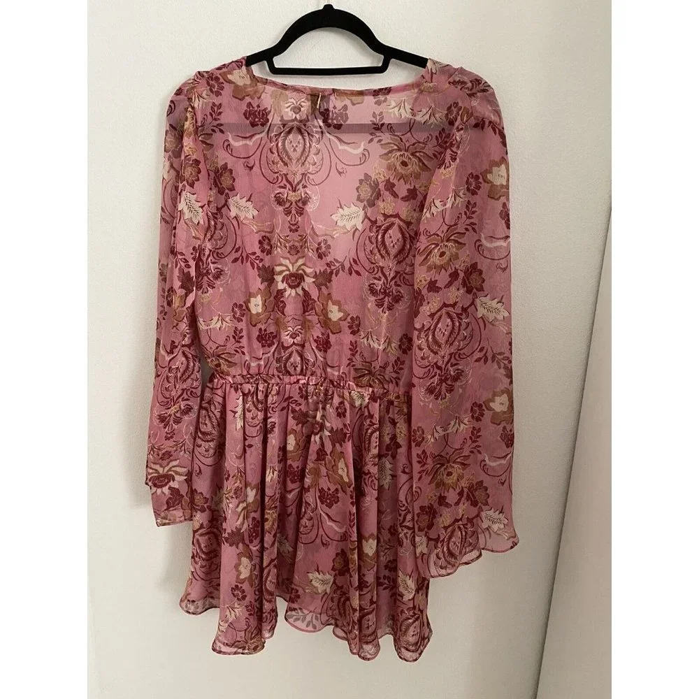 MISA Los Angeles Floral  Cristobol Mirror Pink Ruffle Mini Boho NWT $395 SM - Picture 8 of 8